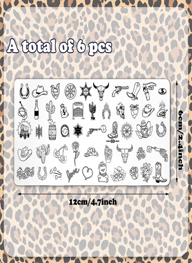 وولاين مجموعة Whaline المكونة من 9 قطع من ألواح ختم فن الأظافر بتصميم الفهد والكرز، تتضمن لوحة فن الأظافر بتصميم الفهد والنجمة والفيونكة والكرز، مثالية للطباعة المنزلية وتصميم الأظافر الفرنسي في صالونات التجميل - Image 2